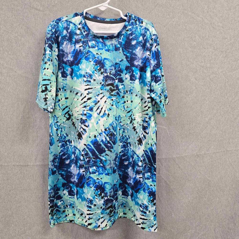 BCG Boys Blue Green Tie Dye Performance Athletic Shirt Size‎ Large 14-16